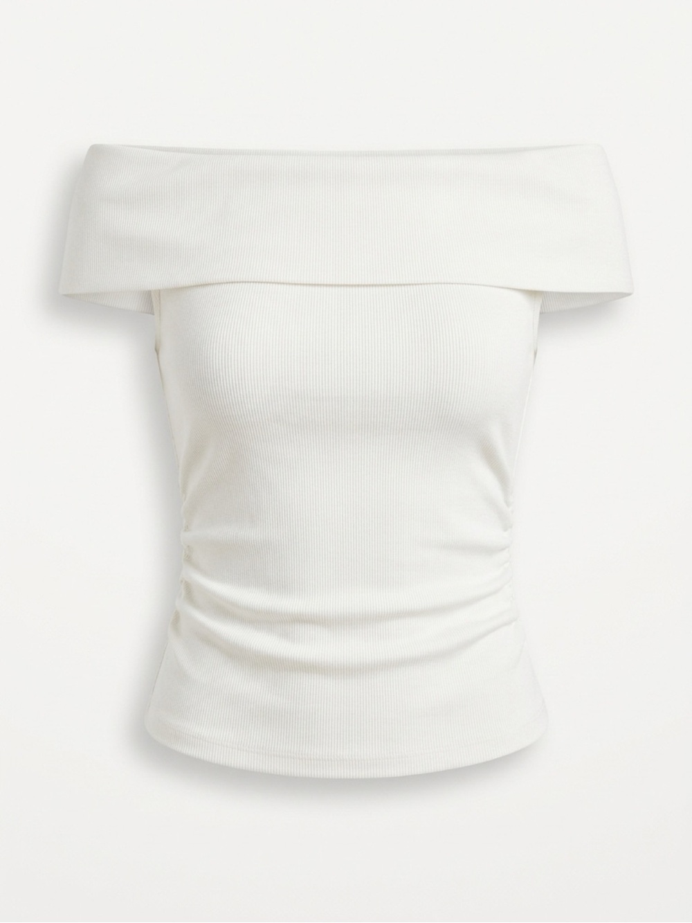 OGL Off-Shoulder Cream Ribbed Top - Picture 1 of 5